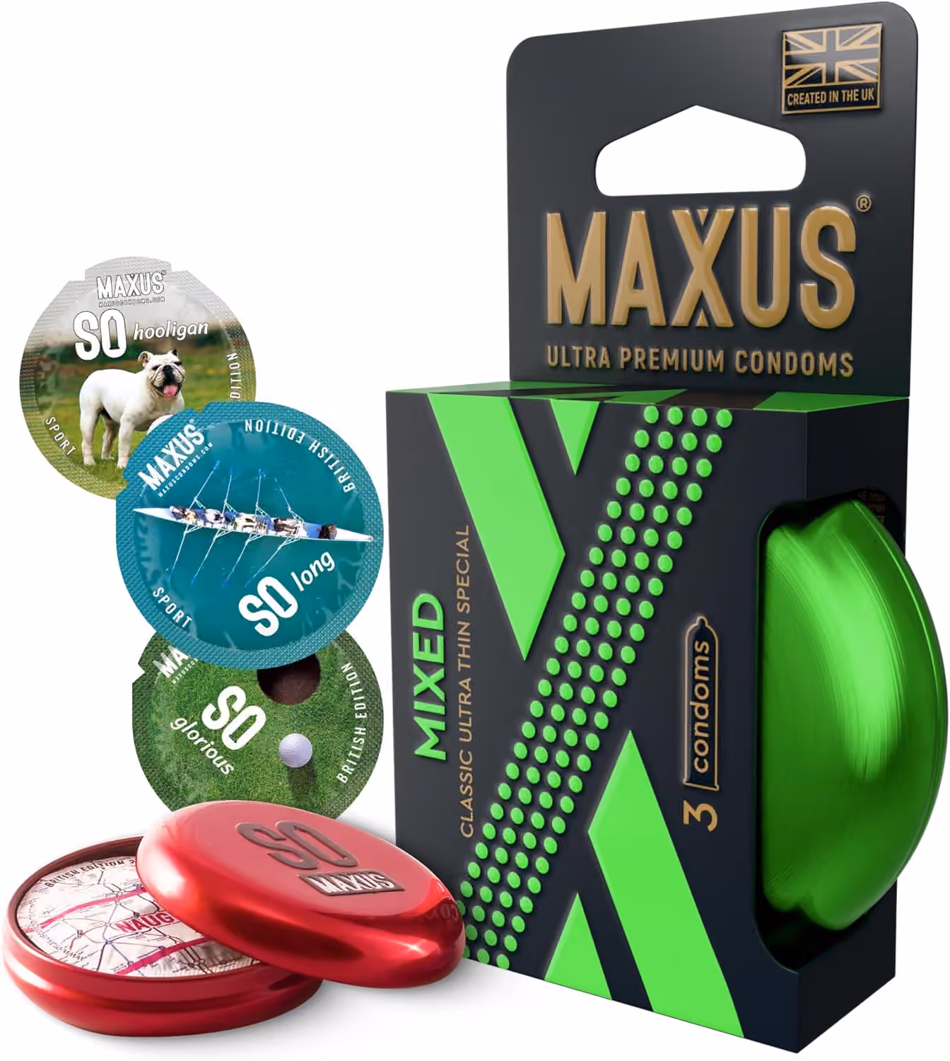 Презервативы Maxus Mixed, набор в металлическом кейсе, 3 шт