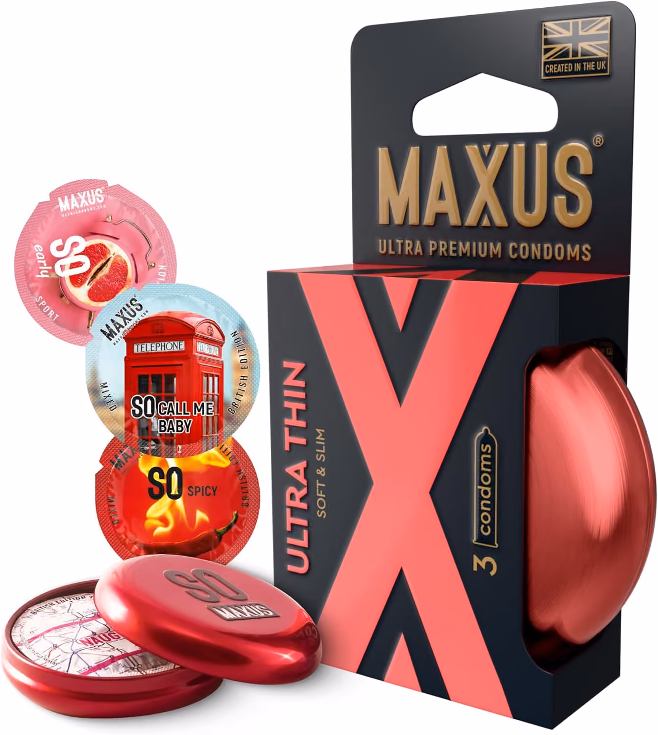 Презервативы Maxus Sensitive, ультратонкие в металлическом кейсе, 3 шт.