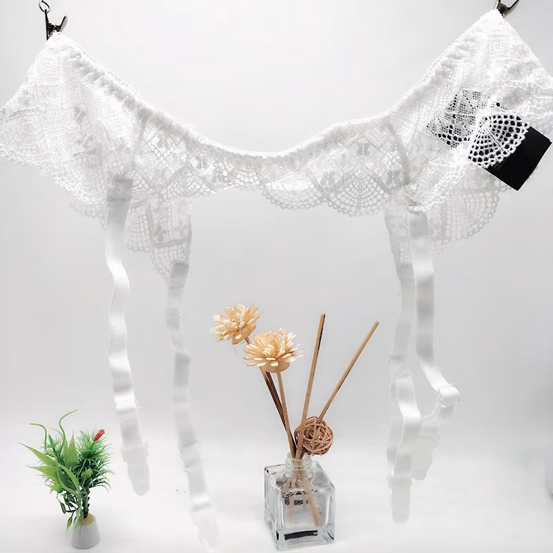 Кружевной пояс для чулок Lace Allure, One Size, белый