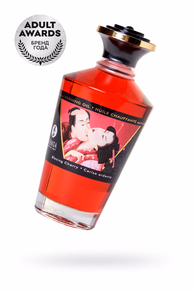 Масло для массажа Shunga Blazing Cherry, разогревающее, вишня, 100 мл