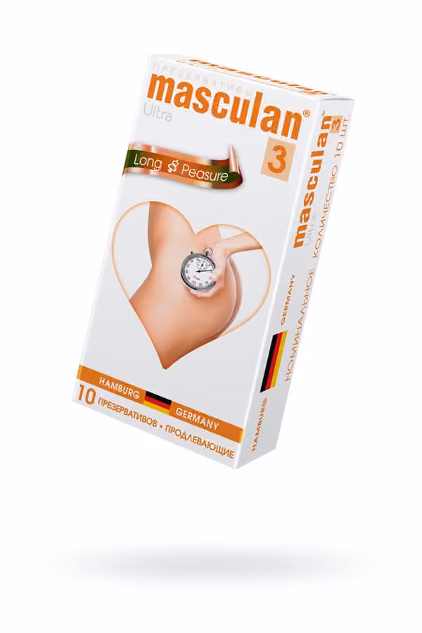 Презервативы Masculan, ultra 10, продлевающие, 19 см, 5,3 см, 10 шт.