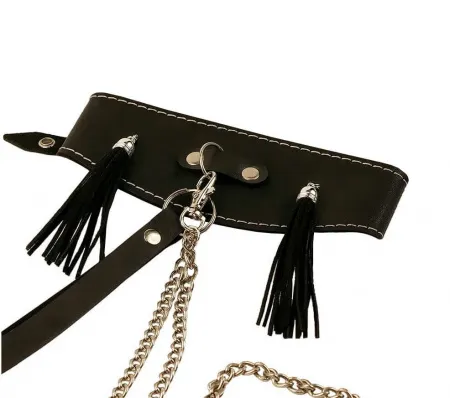 Высокий ошейник из натуральной кожи с кисточками — купить в Алматы