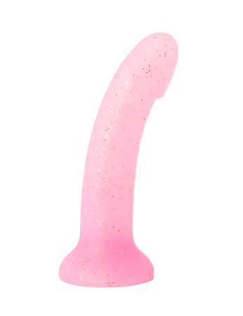 Нежно-розовый фаллоимитатор с блёстками, 16 см х 3,6 см  — купить в #REGION_NAME#