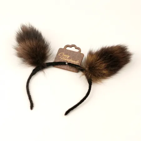 Ободок с ушками  из натурального меха енота — купить в Алматы
