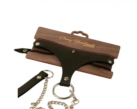 Ошейник из натуральной кожи с контрастной строчкой — купить в Алматы