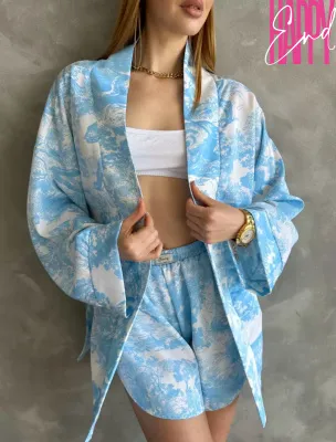 Пижама кимоно JAPAN с шортами, корейский шелк — купить в Алматы