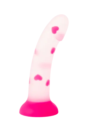 Прозрачный фаллоимитатор с сердечками, 16 см х 3,6 см  — купить в #REGION_NAME#