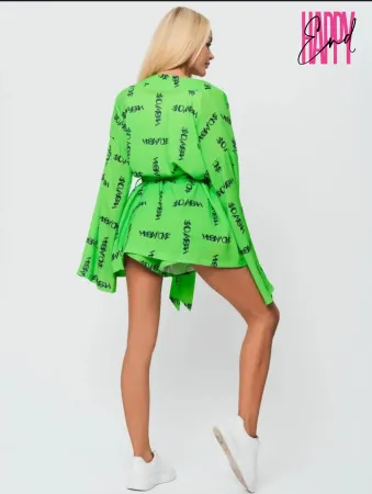 Пижамный костюм с шортами MEOW, зеленый, XL 9