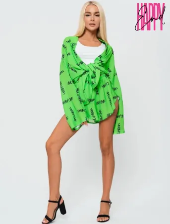 Пижамный костюм с шортами MEOW, зеленый, XL 7