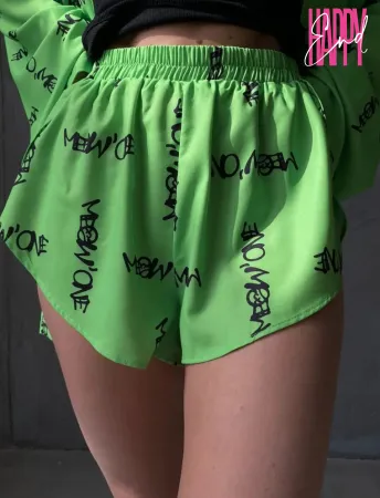 Пижамный костюм с шортами MEOW, зеленый, XL 3