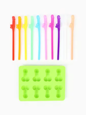Коктейльные трубочки Cock Straws с формочкой, 10 штук — купить в Алматы 2