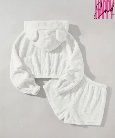 Плюшевая пижама EARS с ушками и шортами, белый, ONE SIZE — купить в Алматы 3