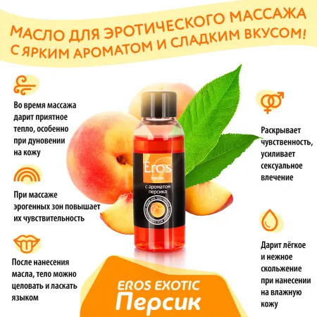 Масло массажное EROS EXOTIC, аромат персика, 75 мл — купить в Алматы 4