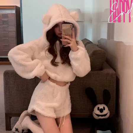 Плюшевая пижама EARS с ушками и шортами, белый, ONE SIZE — купить в Алматы 6