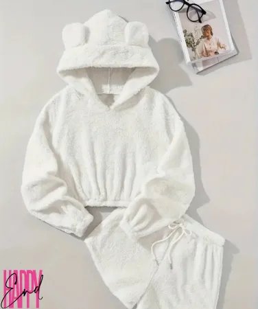 Плюшевая пижама EARS с ушками и шортами, белый, ONE SIZE — купить в Алматы 2