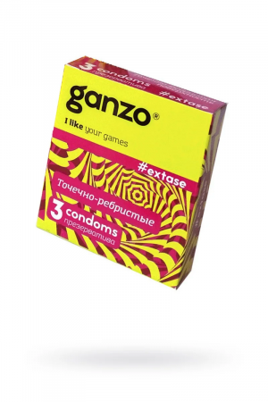 Презервативы «Ganzo» Extase, ребристые, 3 шт