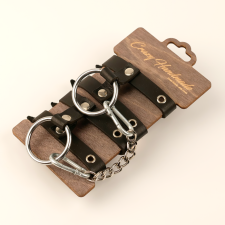 Однослойные наручники из двух ремешков из натуральной кожи