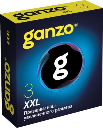 ПРЕЗЕРВАТИВЫ GANZO XXL №3 BLACK EDITION (увеличенного размера), 3шт