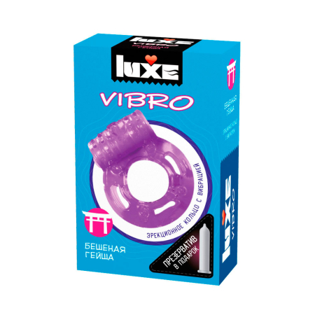 Виброкольцо + Презерватив Бешеная Гейша 1шт. от Luxe VIBRO